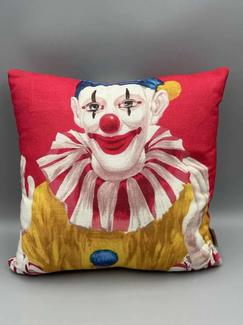 Clown Portrait Decorative Throw Pillow Orange Red Circus Accent PX Pixels READ